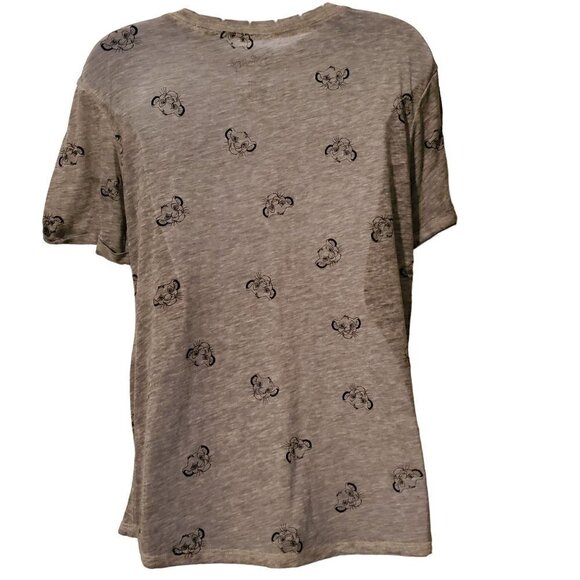 DISNEY Simba Head Gray Blue V-Neck Short Sleeve Burn Out Soft T-Shirt Size XS - Picture 4 of 5